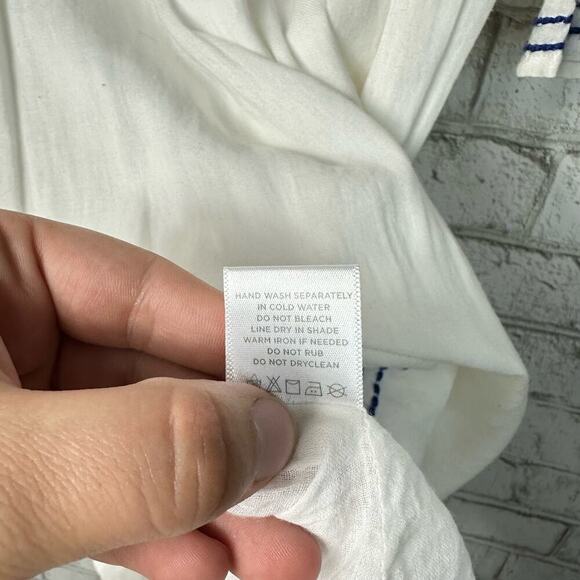 Roller Rabbit Dress Embroidered Cotton Mini Flare 3/4 Sleeve White Blue Pink XS - Picture 5 of 7